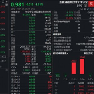 大型IPO“抽血”市场AH芯片半导体蓄势回调!规模最大港股通信息技术ETF华宝(159131)冲高回落跌1.51%